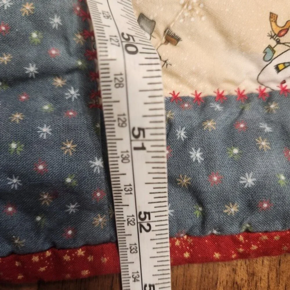Handmade Quilted Snowman Table Runner/pad Holiday Winter Decor Rustic‎ Country